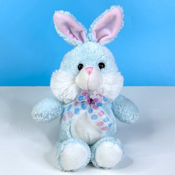 Best Made Toys Baby Blue Bunny Rabbit w/ Easter Egg Bow 10" Plush Stuffed Animal - Picture 5 of 5